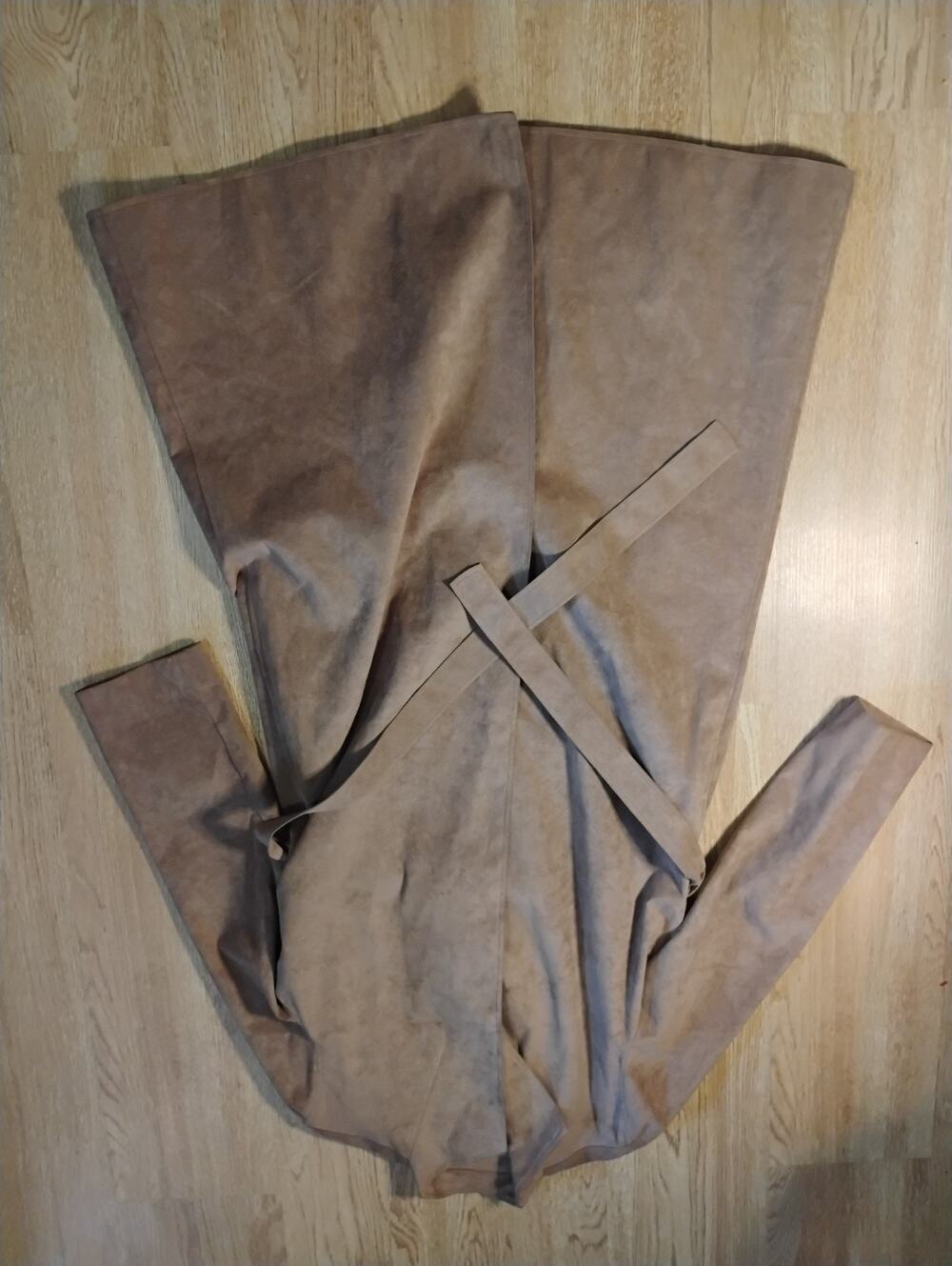 Vintage 60s Hide Leather Trench Coat Belt Wrap Open Wide Spread